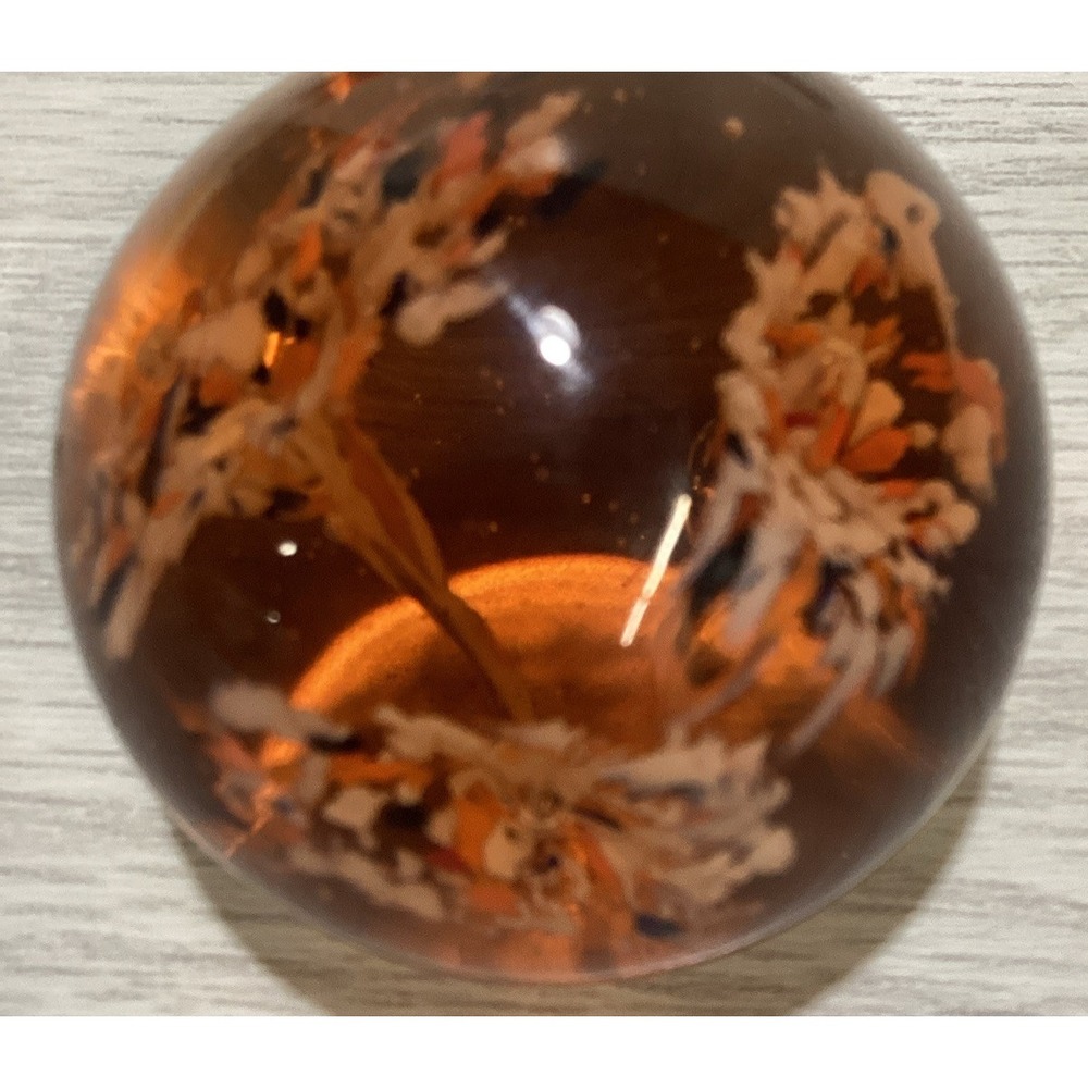 Art Deco Glass Paperweight 2.25x2" India Multicolor Orange Tinted Glass *Chip*‎